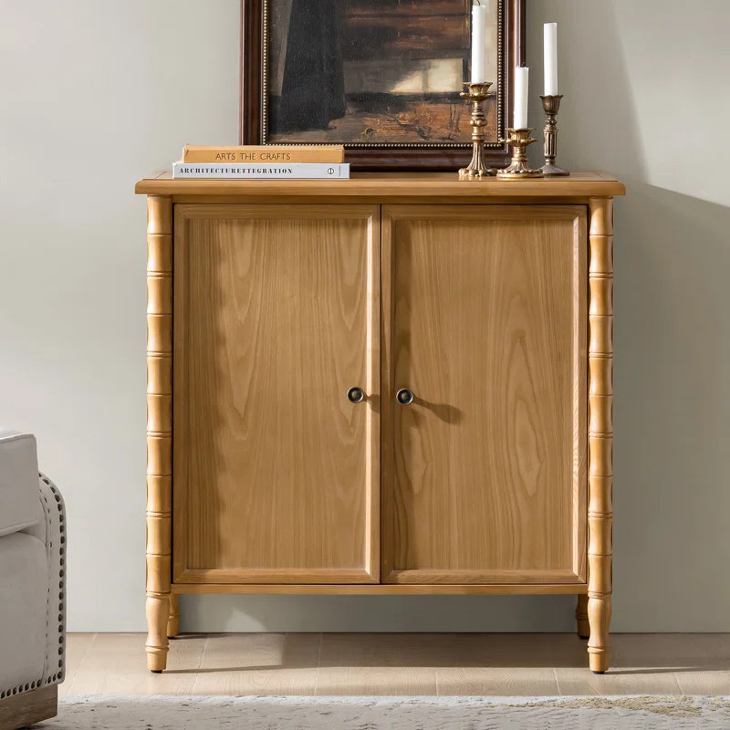 Lucious Transitional 32''W 2-Door Transitional Storage Curved Cabinet with Classic Spindle Legs a... | Wayfair North America