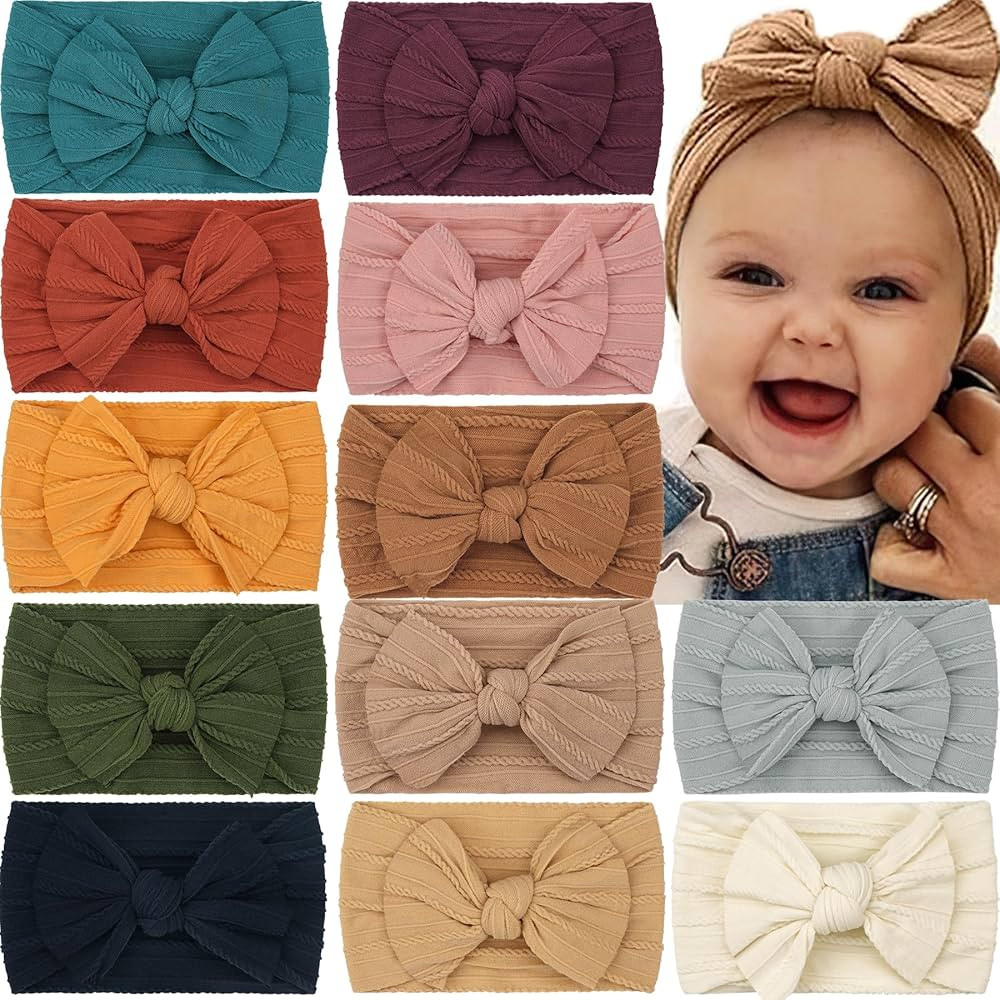 CÉLLOT Super Stretchy Soft Knot Headbands with Hair Bows Head Wrap Hair Accessories For Newborn ... | Amazon (US)