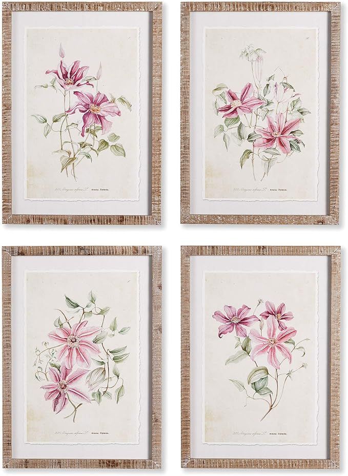 Napa Home & Garden Pink Clematis Prints, Set of 4 19.5 x .75 x 27.5 Multi | Amazon (US)