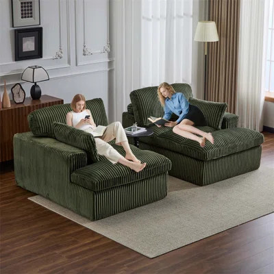 Double Chaise Lounge Chair Indoor, Oversized Upholstered Sleeper Cloud Couch, Deep Seat Luxury Sofa Bed, Sectional Sofa Chaise Love-seat, Corduroy Rea | Wayfair North America
