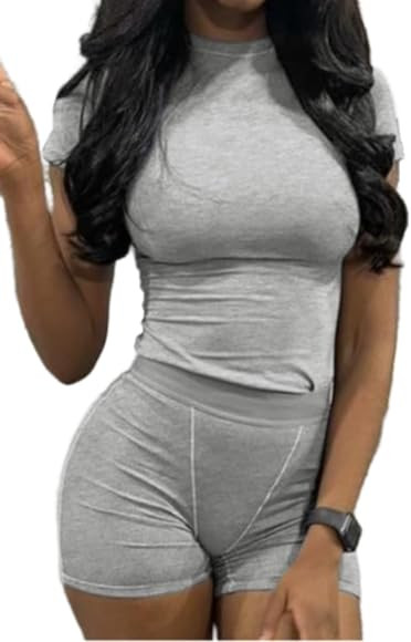 AYWA Zweiteilige Outfits für Frauen Tailliertes T-Shirt mit Rundhalsausschnitt Hohe Taille Leggi... | Amazon (DE)