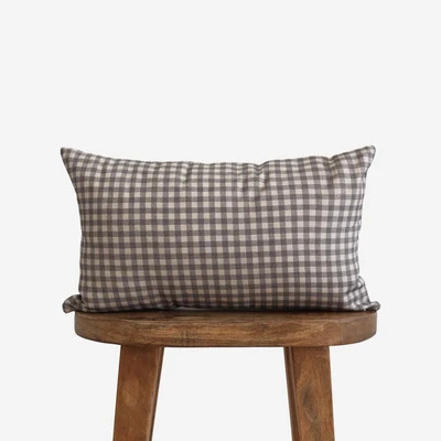 Brown Gingham Lumbar - 12x20" | Woven Nook