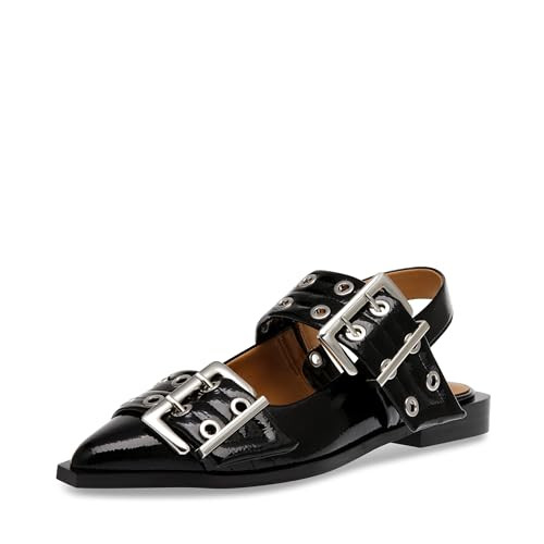 Steve Madden Women's Graya Flat, Black Patent, 6.5 | Amazon (US)