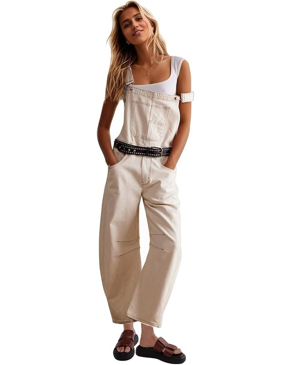Womens Barrel Leg Overalls for Petite to Plus Size – Adjustable Strap Denim Jumpsuit with Pocke... | Amazon (US)