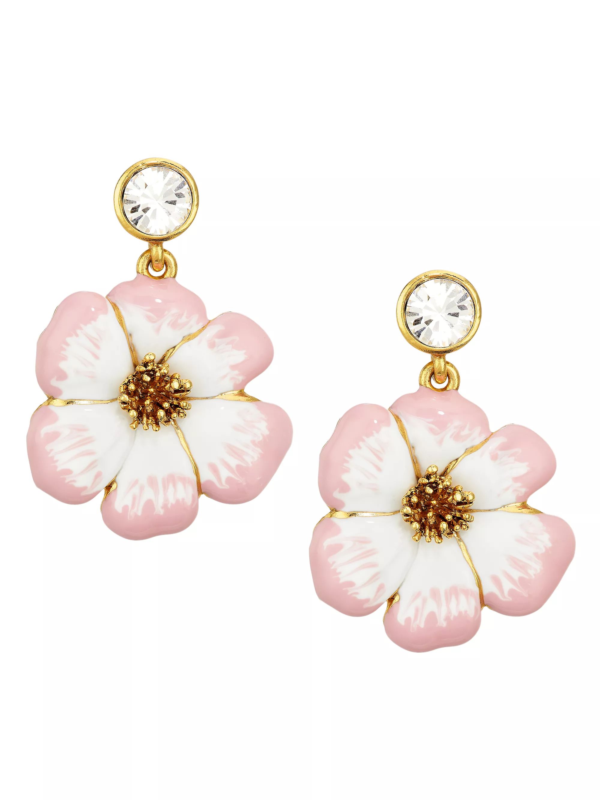 Goldtone, Enamel & Glass Crystal Flower Drop Earrings | Saks Fifth Avenue