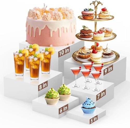 6Pcs White Buffet Risers Set (Size 5",6",7",8",9",10"),Food Risers for Buffet Table Display Stand... | Amazon (US)