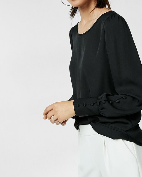 Puff Sleeve Large Button-cuff Blouse | Express