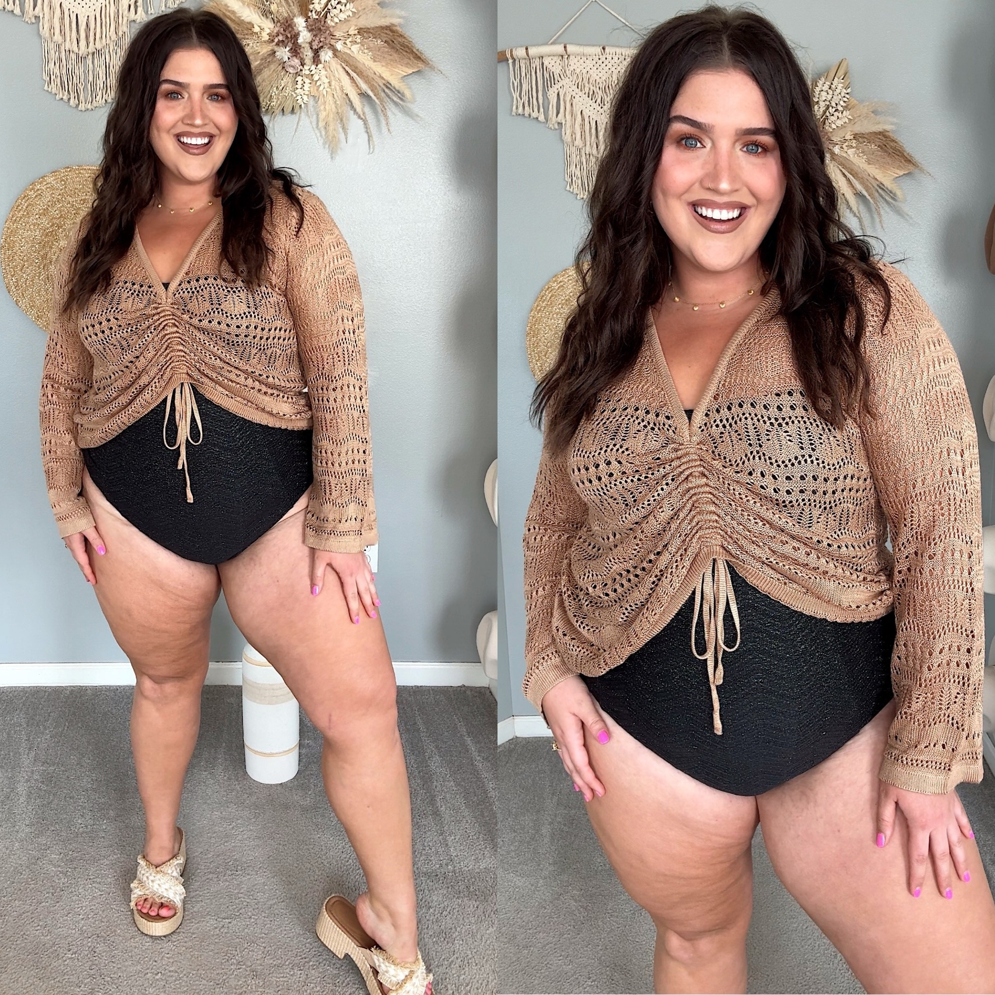 Glitter black one piece swimsuit + crochet drawstring coverup top both size XL ☀️

#LTKFindsUnder50 #LTKMidsize #LTKSwim