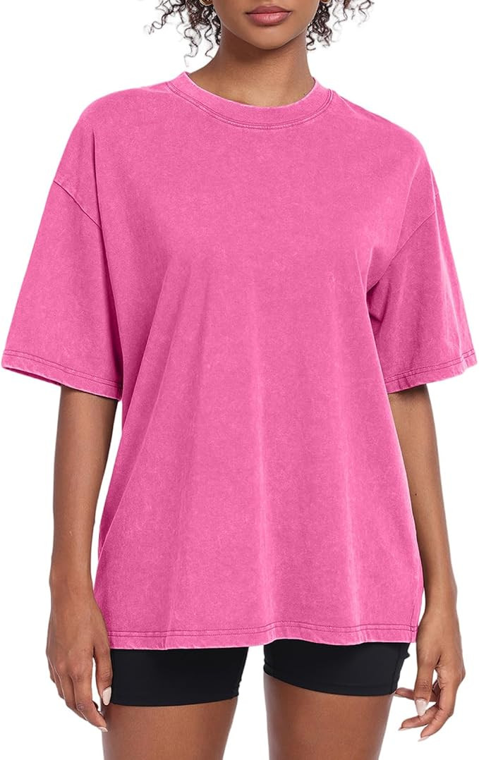 Womens Washed Vintage Oversized T-Shirt Baggy Workout Tops Short Sleeve Cotton Tshirts Streetwear... | Amazon (US)