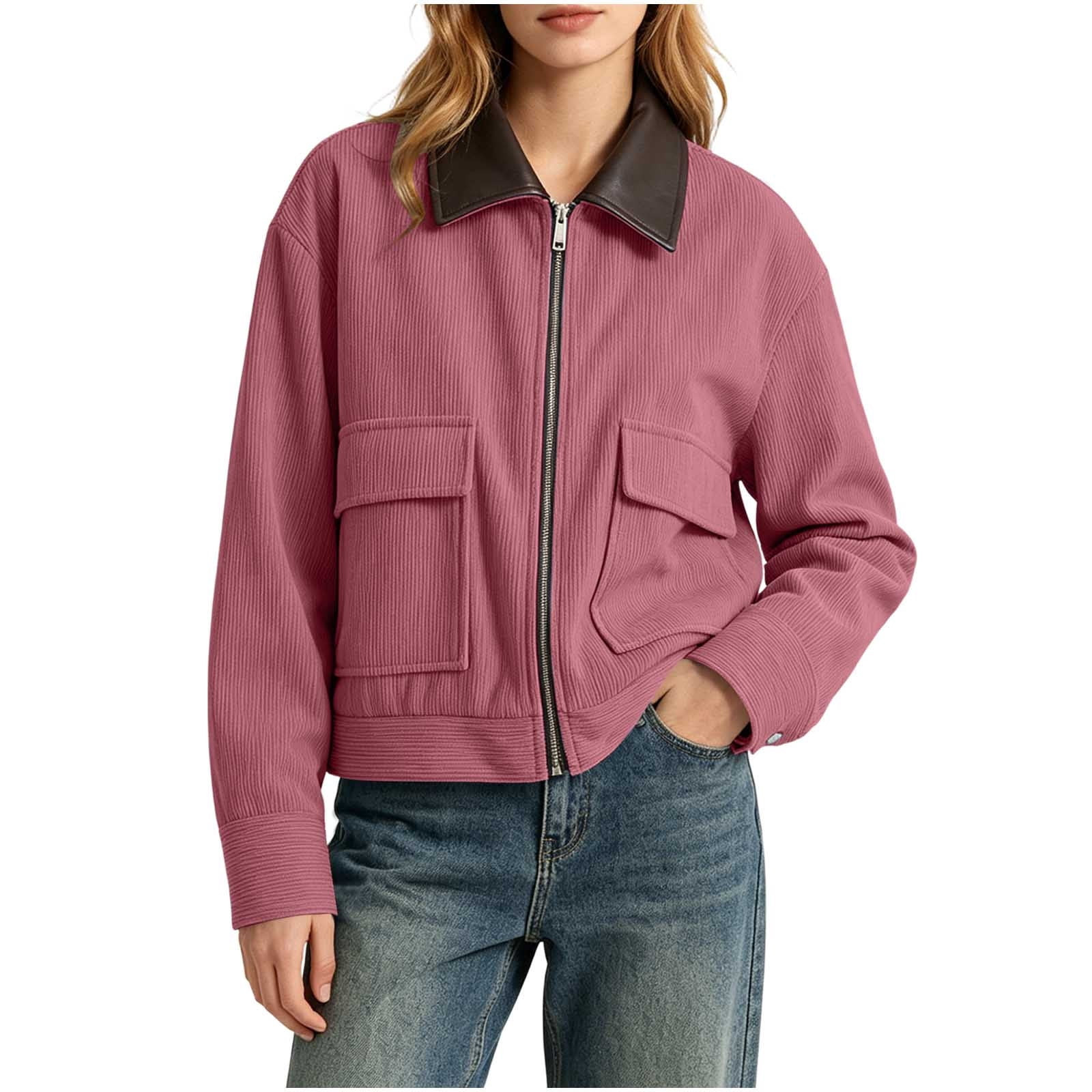 AloohaidyvioNo Boundaries Womens Barn Jackets Collar Lightweight Utility Corduroy Canvas Workwear... | Walmart (US)