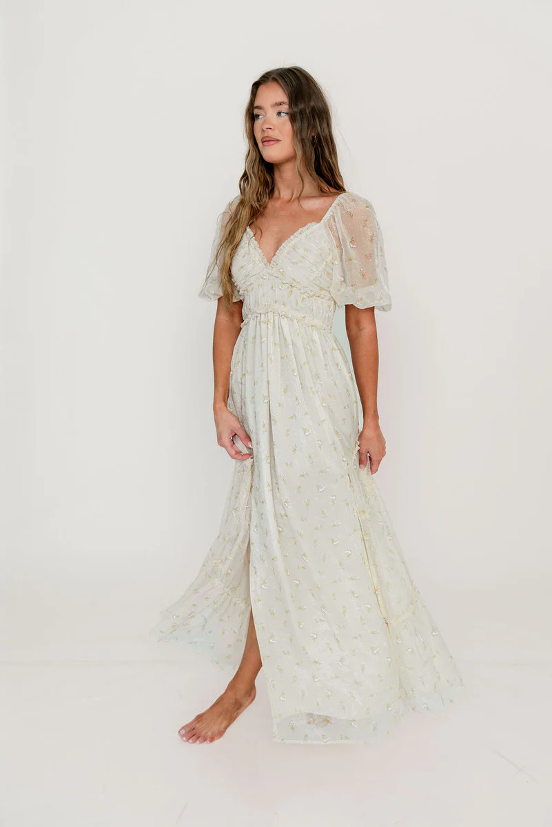 Daphne Maxi Dress in Butter/Peach Floral - Bump Friendly & Inclusive S | Worth Collective