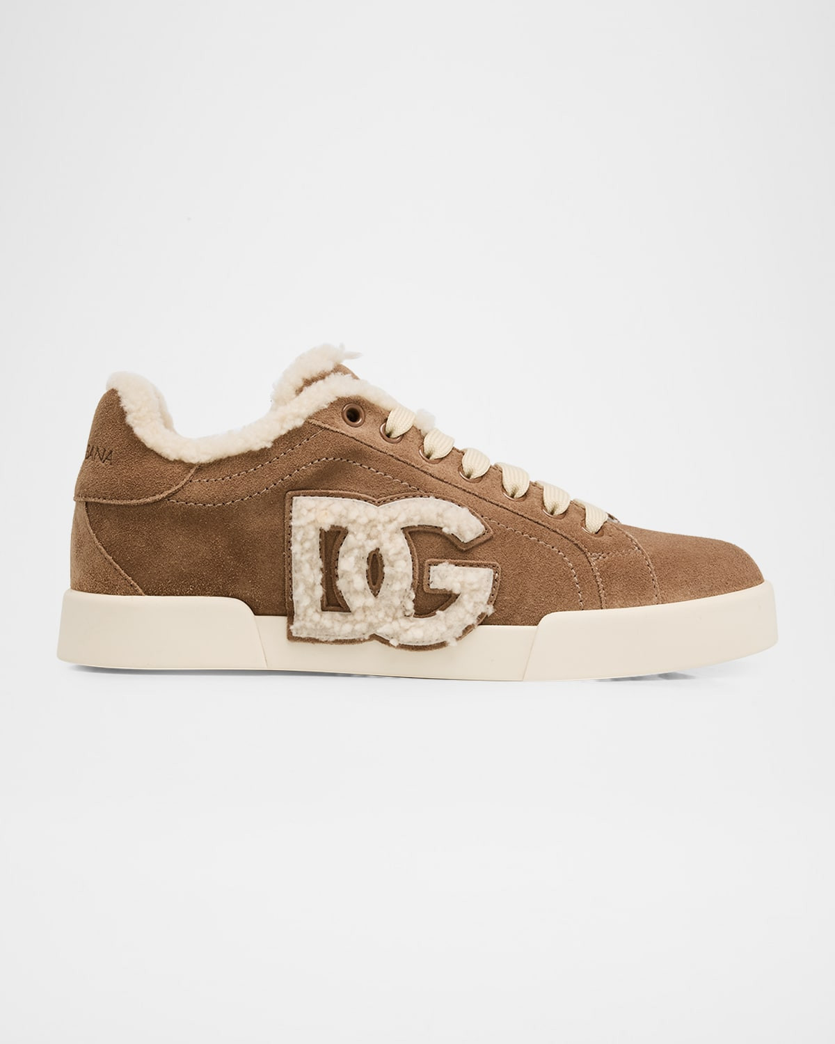 Portofino Shearling-Lined Low-Top Suede Sneakers | Neiman Marcus