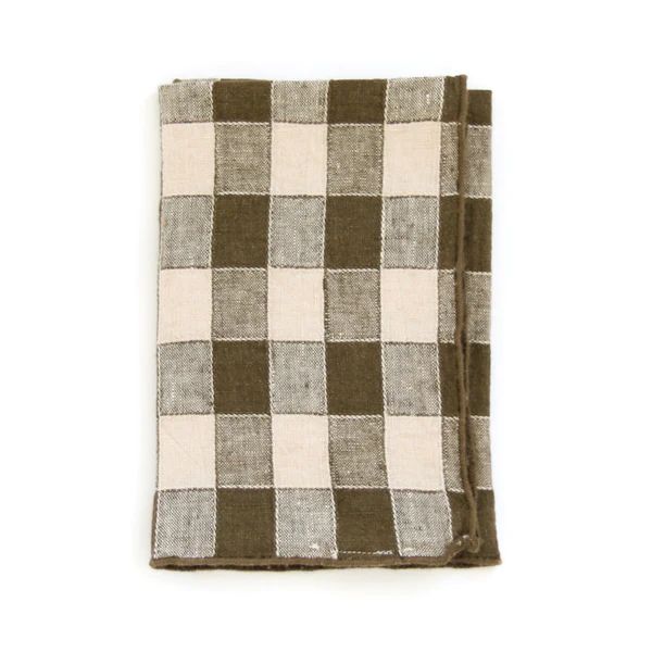Laurier Gingham Napkin, Olive Green | The Avenue