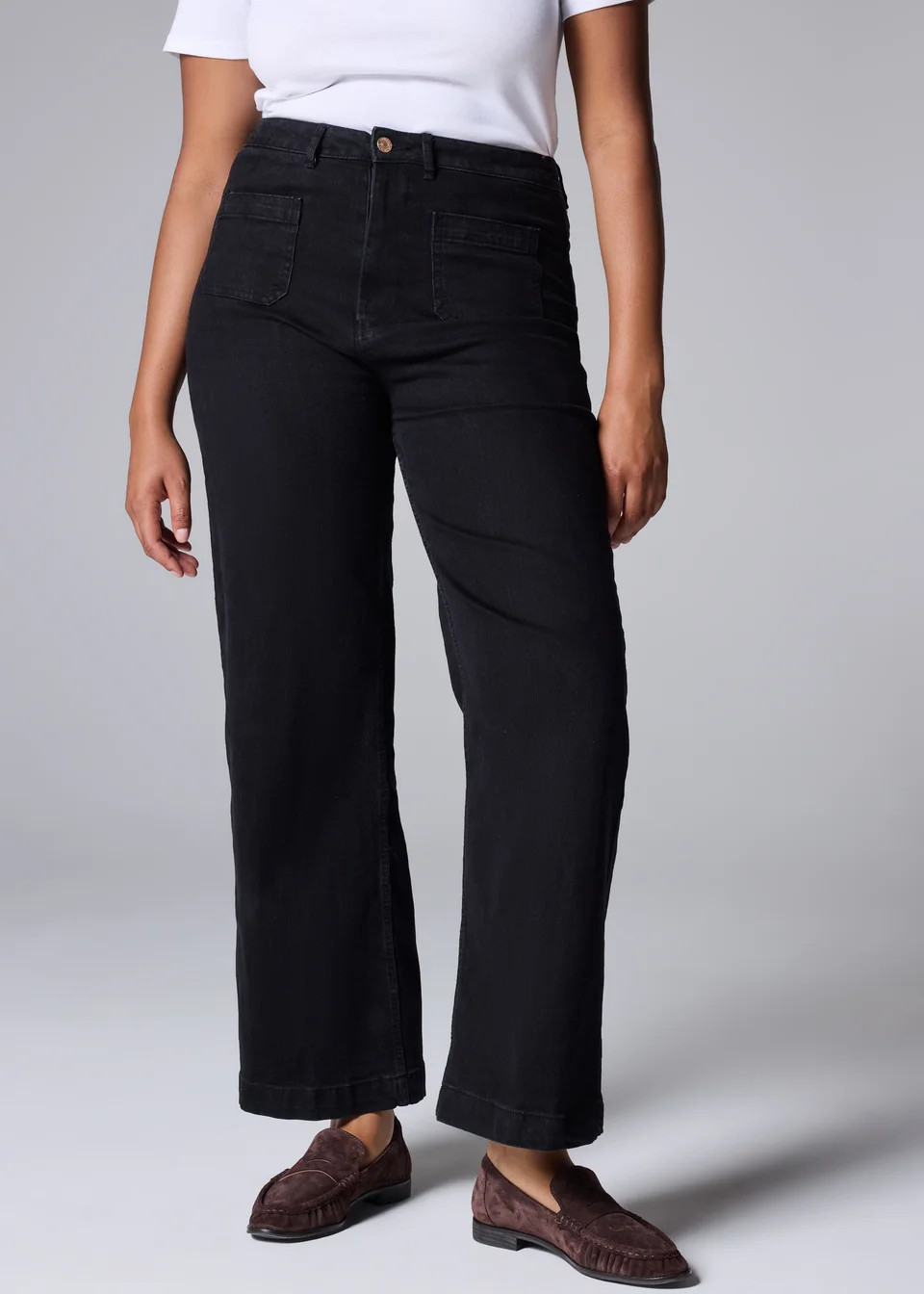 Black Front Pocket Wide Leg Jeans | Matalan (UK)