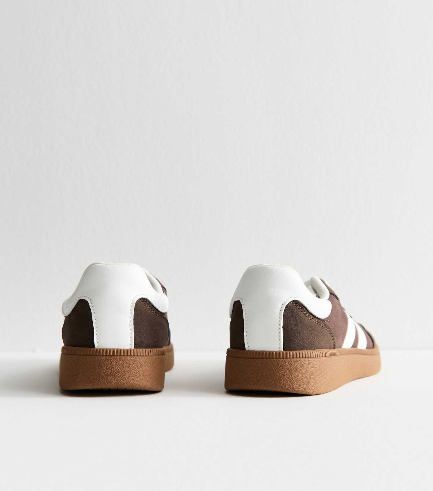 Brown Faux Suede Contrast Panelled Lace Up Trainers | New Look | New Look (UK)