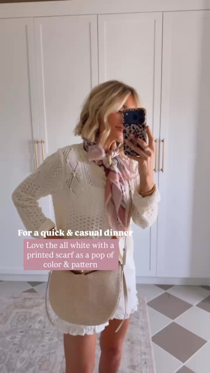 Adding a silk scarf is such an easy way to elevate any look! Wearing S/6.

Loverly Grey, silk scarf, satin scarf, Target find, Amazon find, vacation outfit ideas, spring fashion, spring outfit ideas, white denim shorts, white jean shorts 

#LTKTravel #LTKSeasonal #LTKootd