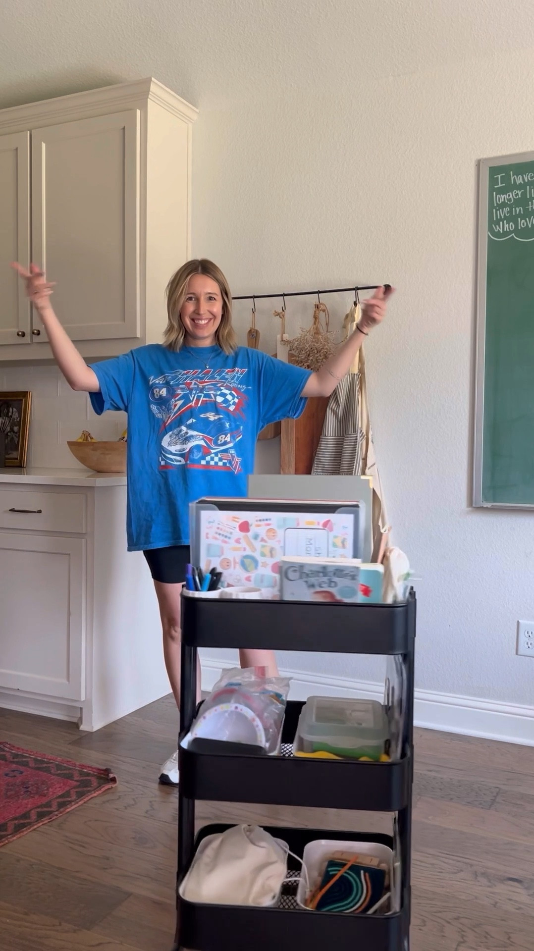 Our homeschool rolling cart full of activities, puzzles, and educational resources! 