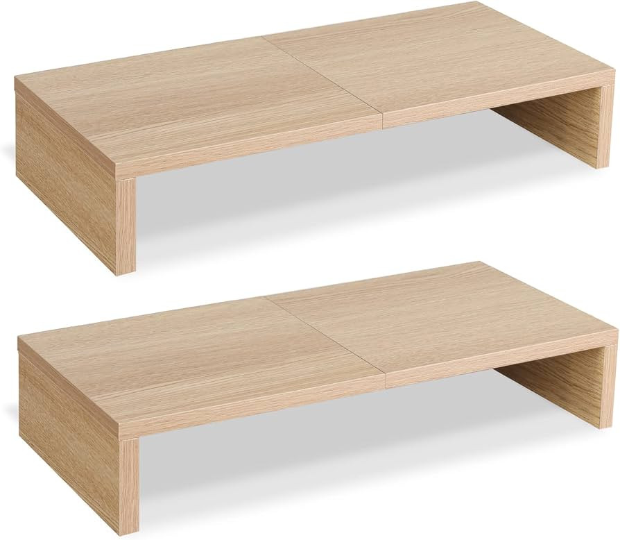 TEAMIX 2 Pack Monitor Stand Riser-20 inch, Wood Monitor Stand, Desktop Organizer TV/Screen/PC/Pri... | Amazon (US)