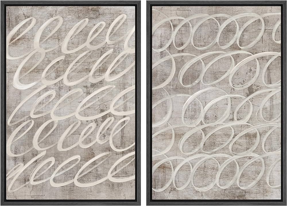 MUDECOR Framed Canvas Print Wall Art Vintage Mid-Century Swirl Abstract Shape Illustrations Moder... | Amazon (US)