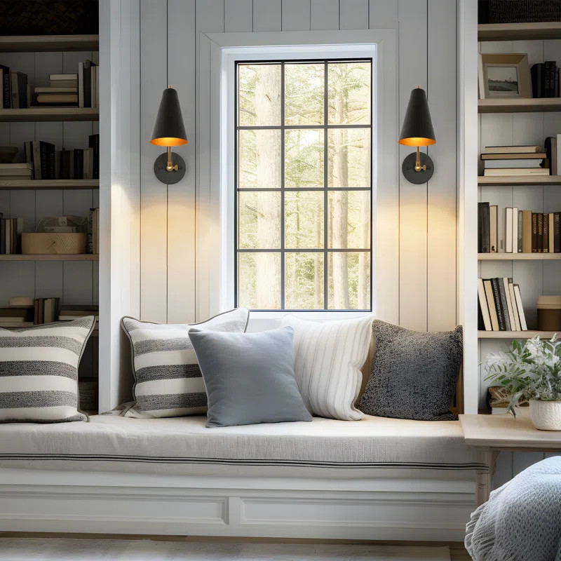 Dalisia 1-Light Dimmable Plug-In Black/Brass Swing Arm | Wayfair North America