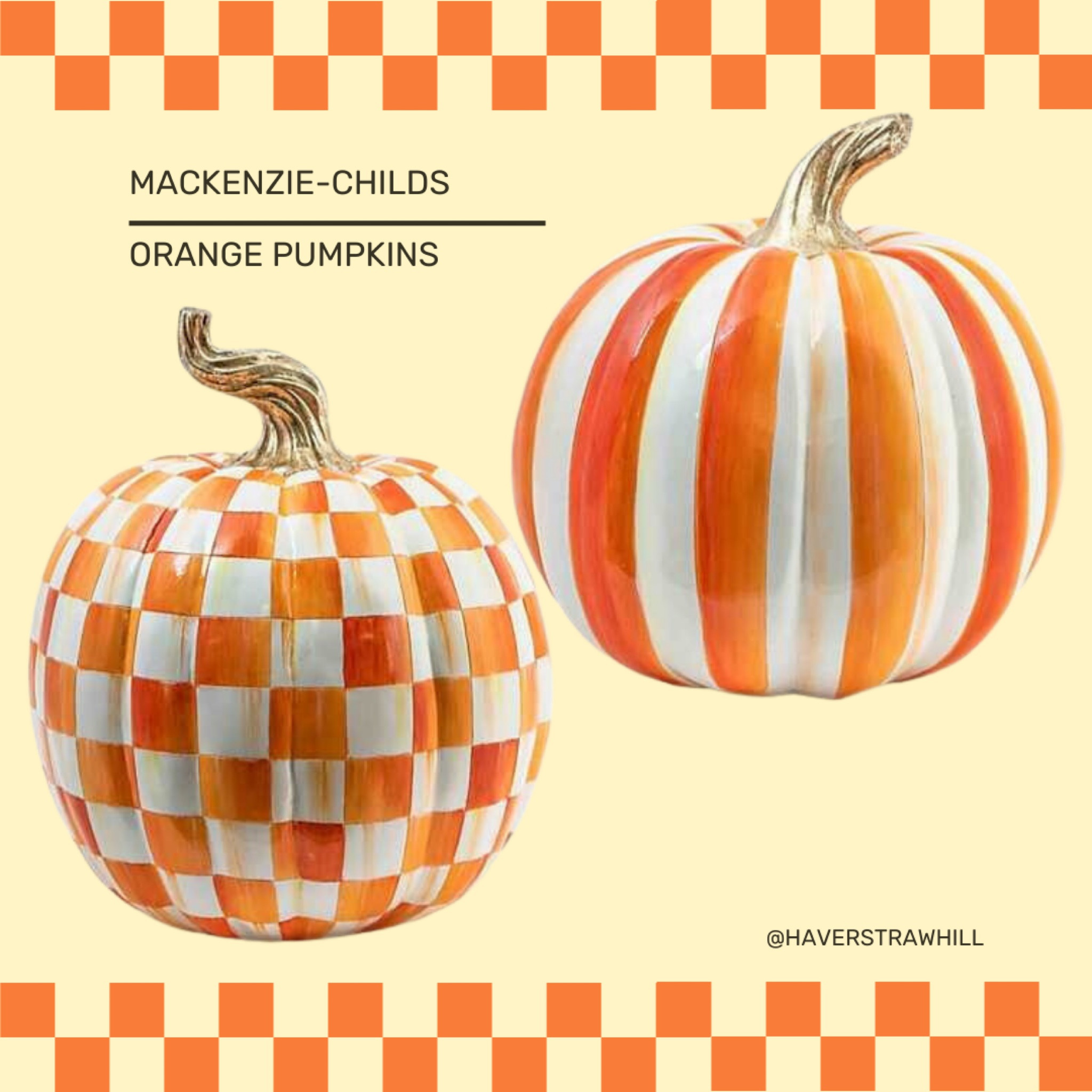 These orange check and stripe pumpkins are next level beautiful! Perfect through Fall, Halloween and Thanksgiving!
MacKenzie-Childs is also running a special right now! 

#LTKsalealert #LTKhome #LTKSeasonal