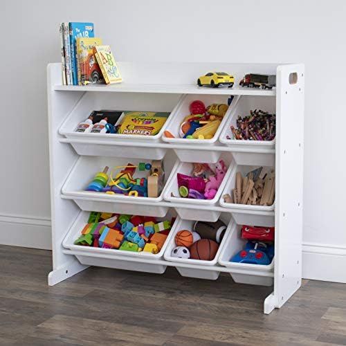 Humble Crew Toy Storage Organizer with Shelf and 9 Storage Bins, White | Amazon (US)