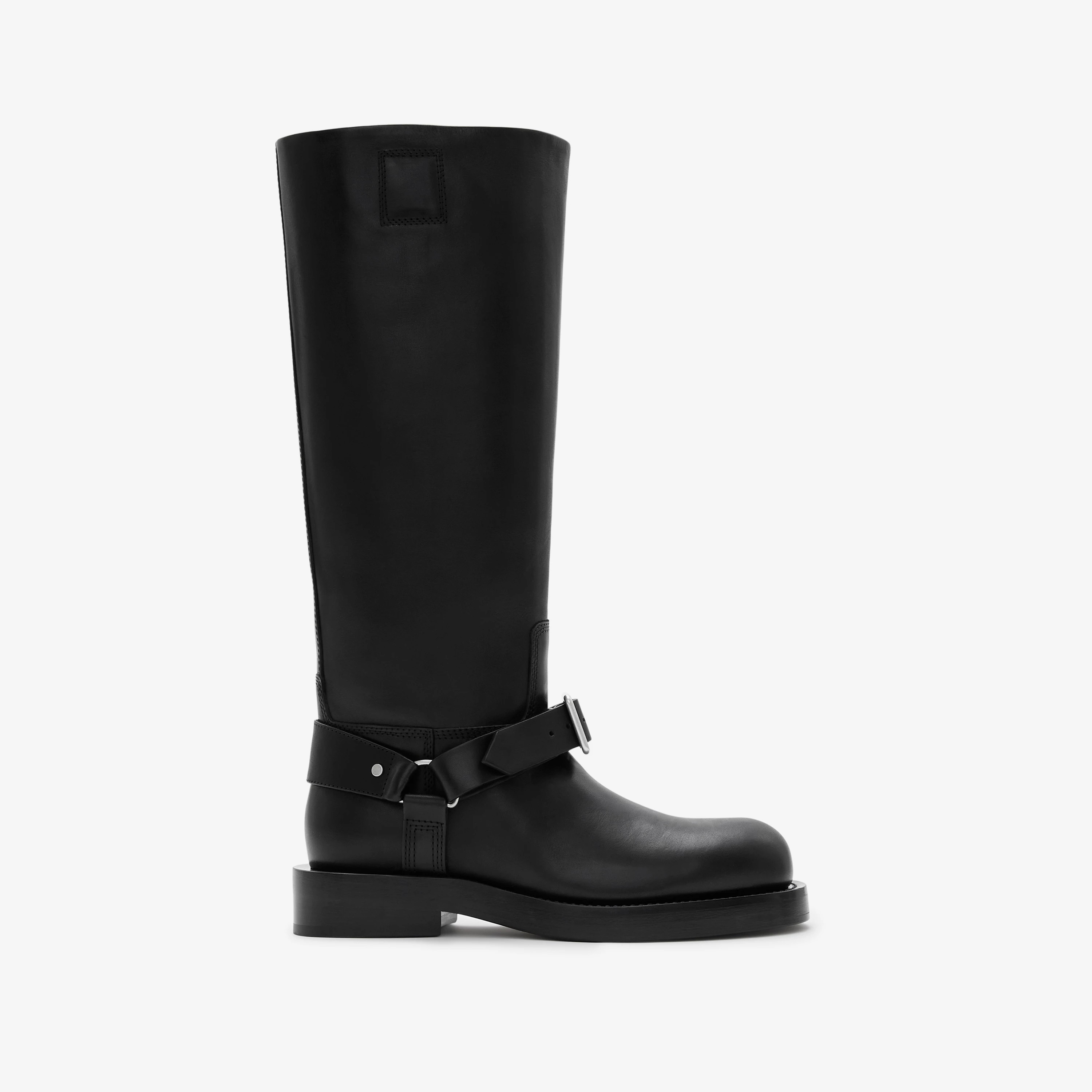 Leather Saddle High Boots in Black - Women | Burberry® Official | Burberry (UK)