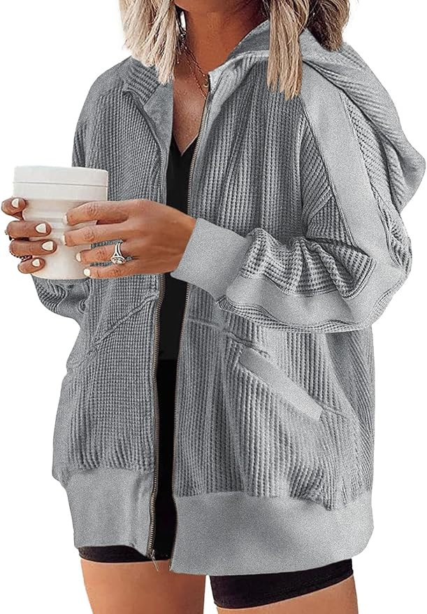 Eytino Womens Plus Size Long Sleeve Zip Up Oversized Casual Hoodies Sweatshirt Jackets with Pocke... | Amazon (US)