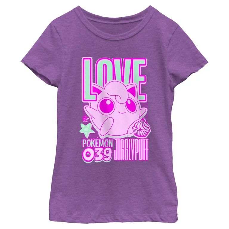 Girl's Pokemon 039 Love Jigglypuff  Graphic Tee Purple Berry X Large | Walmart (US)