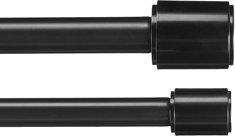 Amazon Basics Adjustable 1 Inch Double Curtain Rods for Windows, Cap Finials, 72" to 144", Black | Amazon (US)