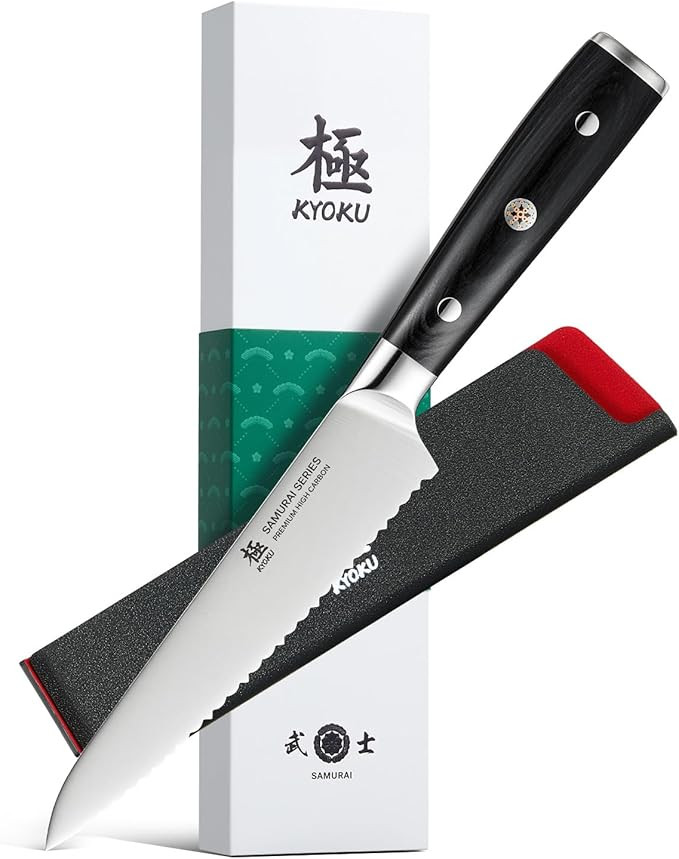 KYOKU 5.5 in. Serrated Utility Knife, Samurai Series Japanese Utility Chef Knife with Pakkawood H... | Amazon (US)