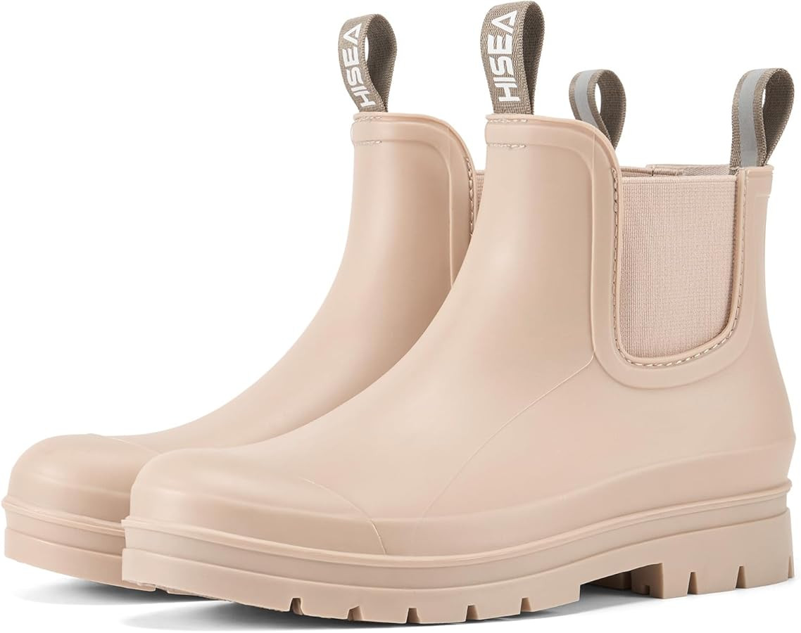 HISEA Women's Short Rain Boots Fashion Waterproof Chelsea Boots Ankle Garden Shoes for Ladies Non... | Amazon (US)