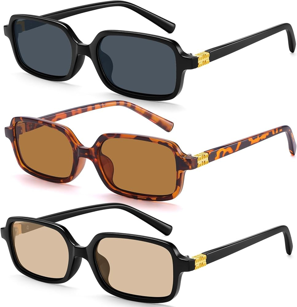 Dollger Trendy Rectangle Sunglasses for Women Men Skinny Small Square Sunglasses 90s Y2K Fashion ... | Amazon (US)