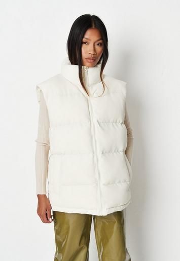 Missguided - Ecru Boxy Padded Vest | Missguided (US & CA)