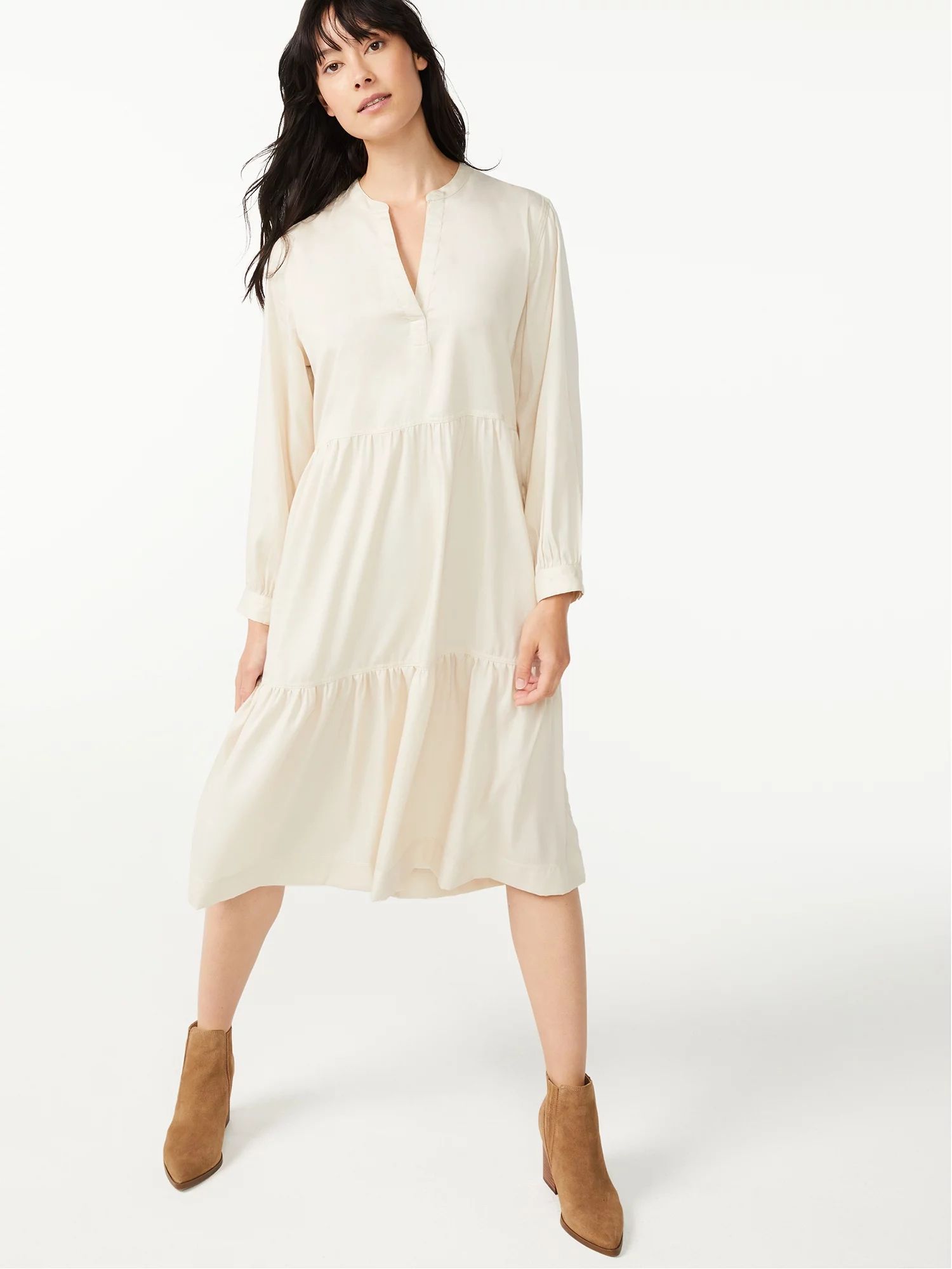 Free Assembly - Free Assembly Women's Swing Shirtdress with Long Sleeves - Walmart.com | Walmart (US)