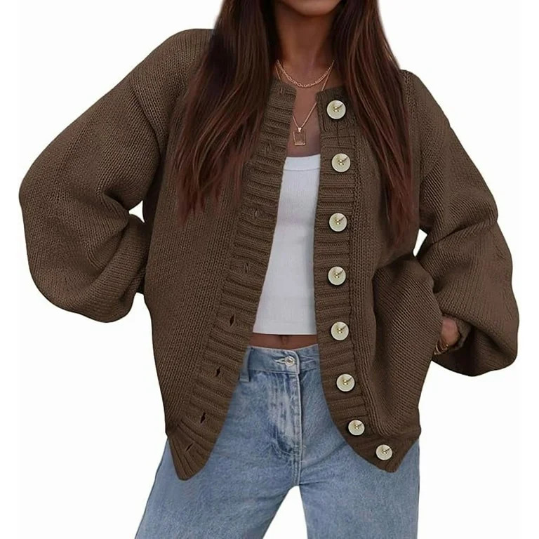 PRETTYGARDEN Women's Winter Cardigan Sweaters Trendy Chunky Knit Long Sleeve Button Up Casual War... | Walmart (US)