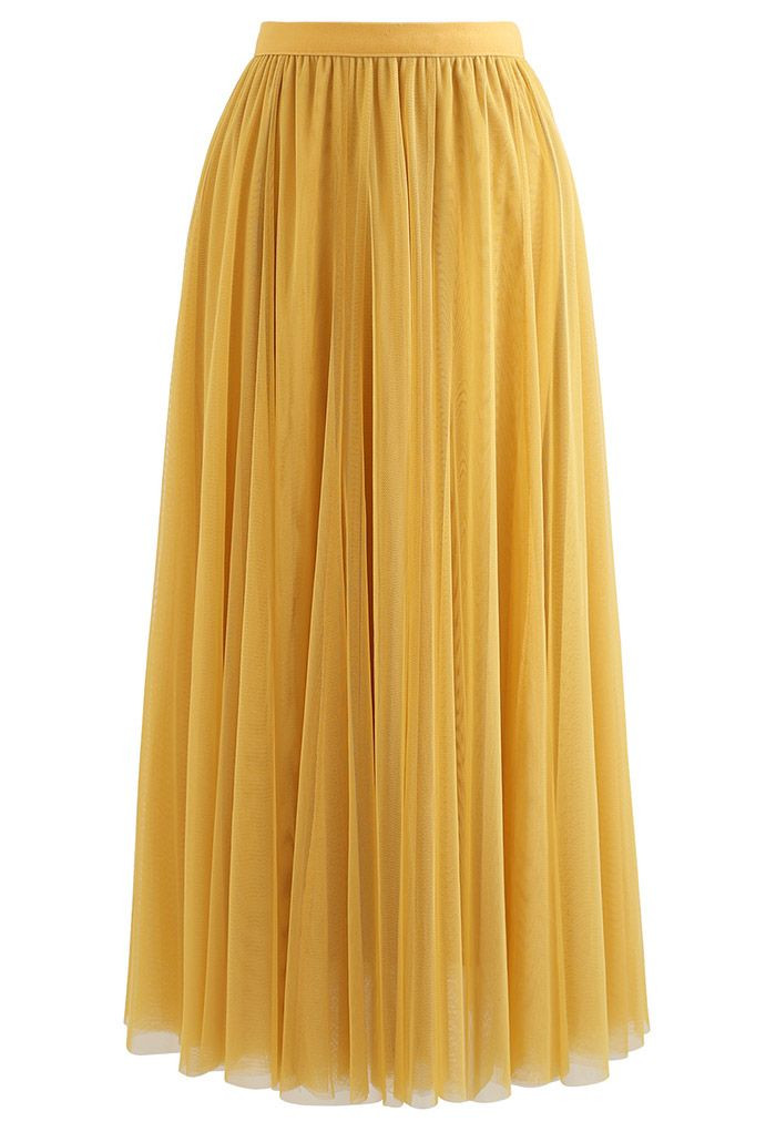 My Secret Garden Tulle Maxi Skirt in Yellow | Chicwish