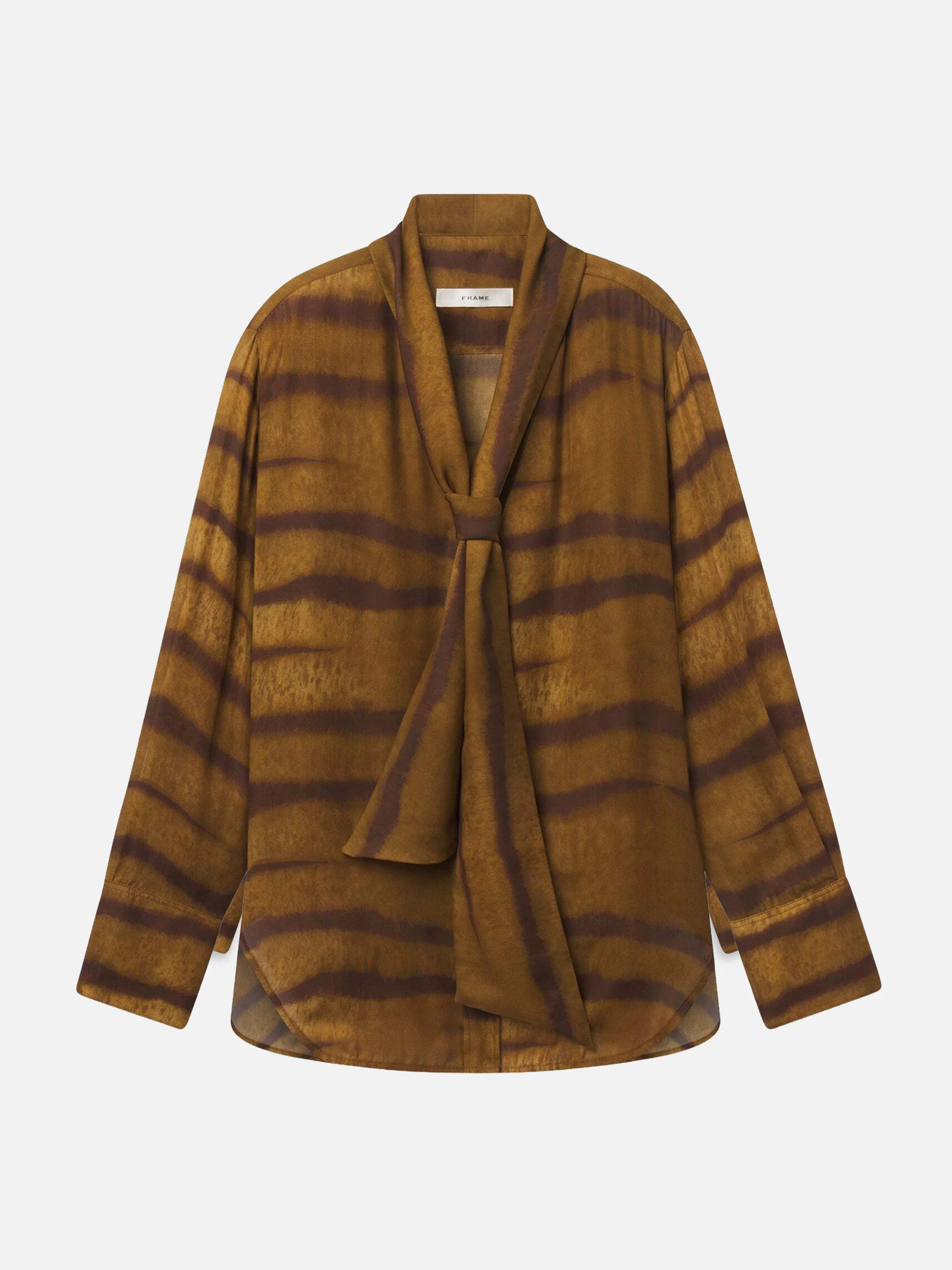 The Silk Oversized Tie Shirt -- Light Tiger Multi | Frame Denim