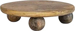 Creative Co-Op 9.75 Inches Round Hand-Carved Mango Wood Cake, Natural Pedestal | Amazon (US)