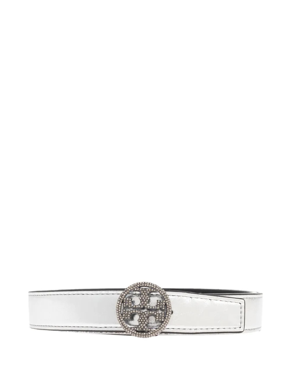Tory Burch Double T motif-embellished buckle belt - Silver | Farfetch Global