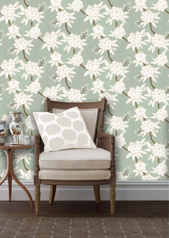 Paeonia Repositionable Peel 'n Stick Wallpaper Custom Sizes and Colors! • Vinyl-Free •  Non-t... | Etsy (US)