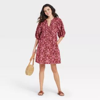 Women's Puff Elbow Sleeve Babydoll Dress - Universal Thread™ | Target