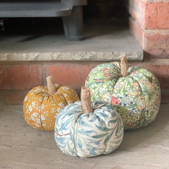 Fabric Pumpkin, William Morris decor, willow boughs, Liberty Capel pumpkin, mustard decor, Hallow... | Etsy (US)