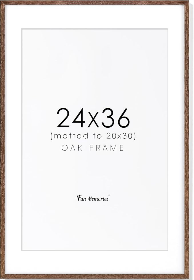 24x36 Oak Wood Picture Frame, 24"x36" Poster Frame for Wall, Rustic Wood Frame 24 x 36 with Real ... | Amazon (US)