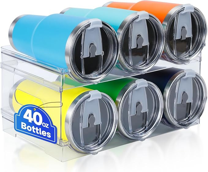 Water Bottle Organizer for Stanley 40 oz, 2 Pack Stackable Water Bottle Organizer, Clear Holder f... | Amazon (US)