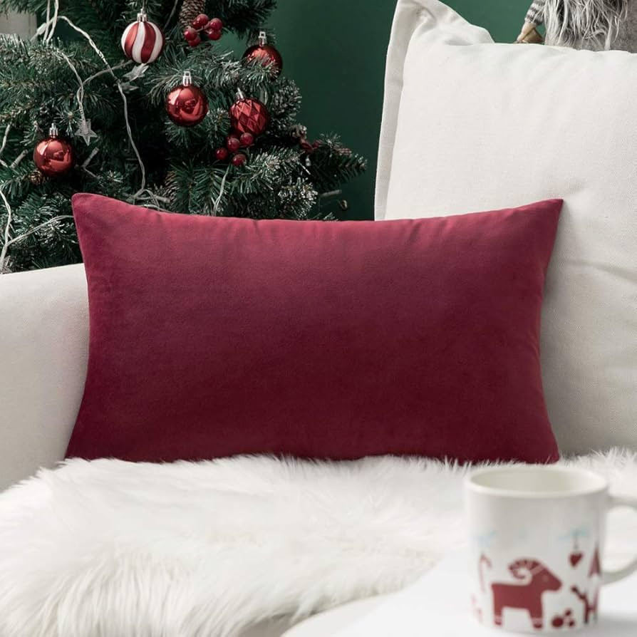 MIULEE Velvet Pillow Cover Soft Luxury Christmas Decorative Throw Pillow Cover Single Lumbar Rect... | Amazon (US)