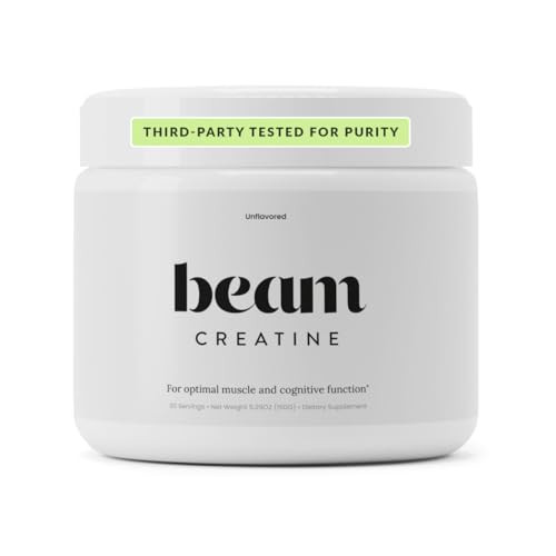 Beam Creatine Monohydrate Powder - Micronized Creatine for Muscle Growth, Strength, Endurance & Recovery - Unflavored, Fast-Dissolving, Workout Supplement for Men & Women, Keto & Vegan - 30 Servings | Amazon (US)