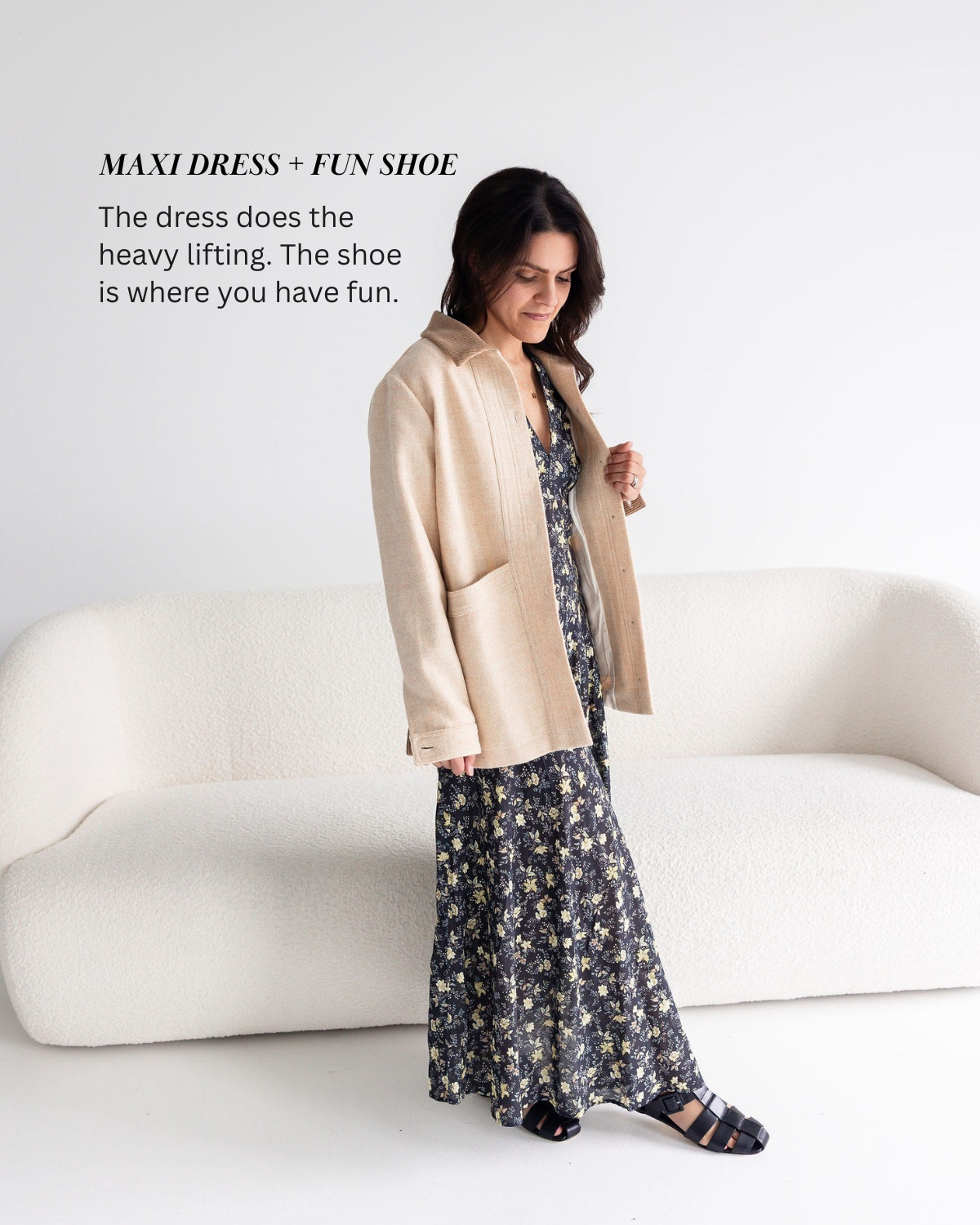 No fail Spring outfit formulas: 
Maxi dress + fun shoe 

The dress does the heavy lifting. The shoe is where you have fun! Get creative and add an unexpected shoe — sneakers, fisherman sandals, boots, heels or even a pop of color! Linked all my current favorites! 


#LTKootd #LTKgrwm