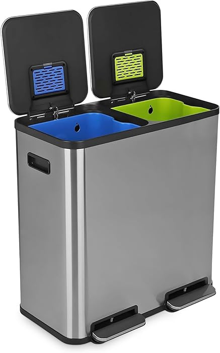 Simpli-Magic 80 Liter / 21 Gallon Rectangular Hands-Free Dual Compartment Recycling Kitchen Step ... | Amazon (US)
