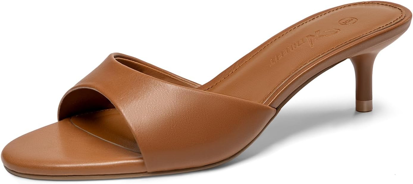 Athlefit Kitten Heels for Women Open Toe Comfortable Low Heels Slip On Dressy Casual Heeled Sanda... | Amazon (US)